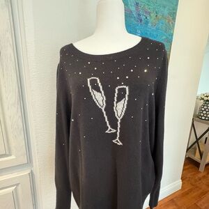 Talbots NWT Black Crew Neck Sweater Classic Knit Style